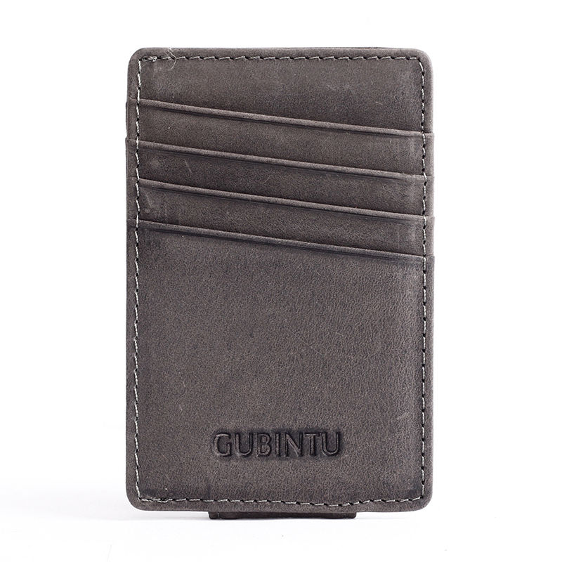 WALLET Leather Money Clip Wallet - Grey